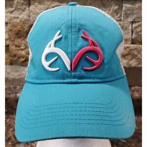 Realtree Outfitters Snap back Hat Blue Pink White Headwear Breathable Cap